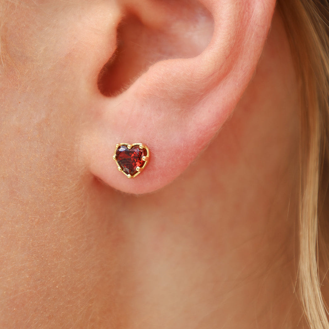 Celine Red Heart Stud