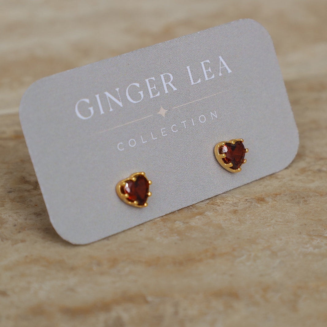 Celine Red Heart Stud
