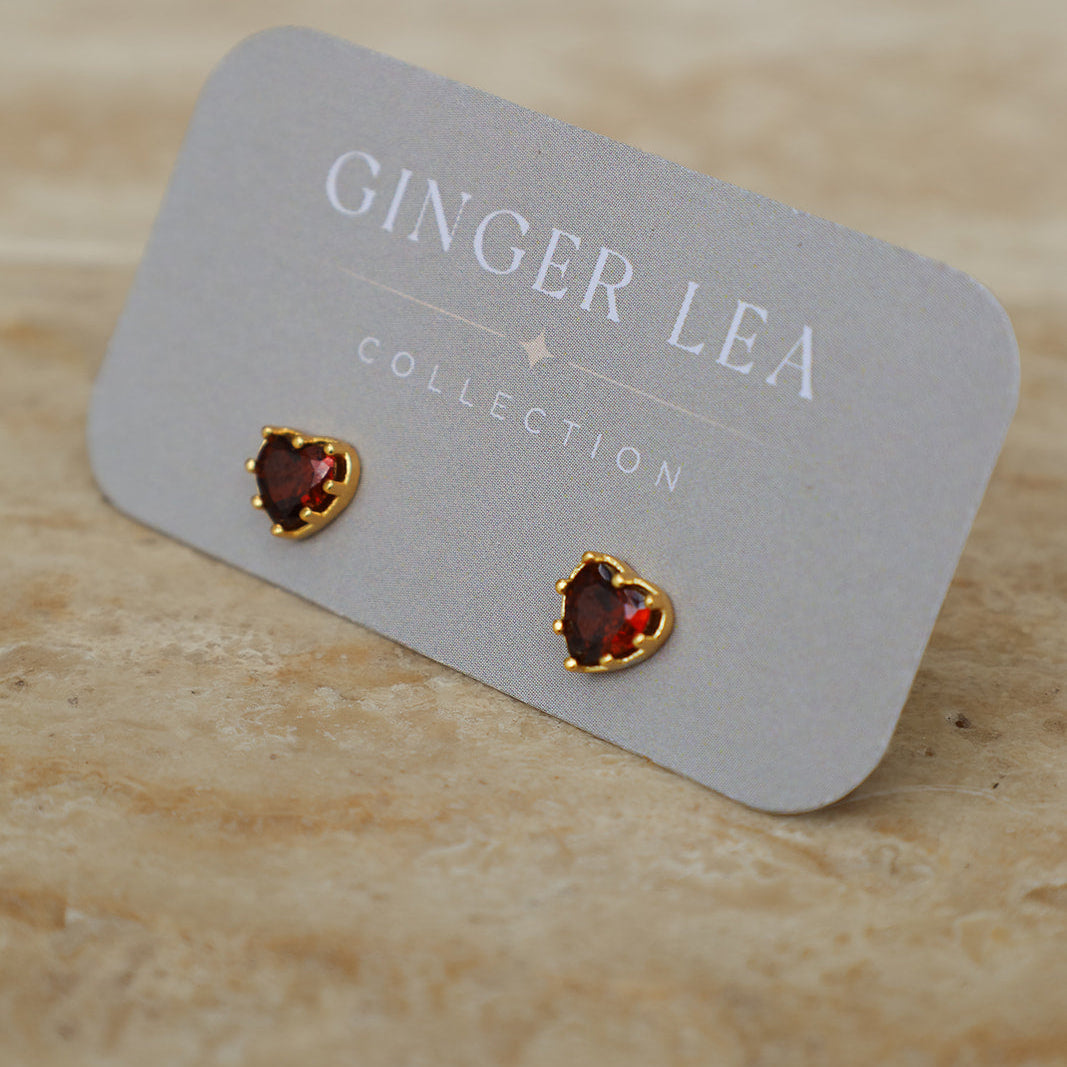 Celine Red Heart Stud